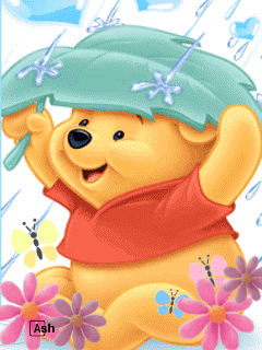 Hình động hoạt hình đẹp dễ thương - Gấu con trốn mưa