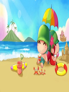 Tải hình nền mùa hè với lâu đài cát của trẻ thơ đáng yêu