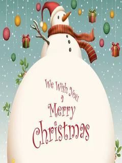 Hình nền noel người tuyết We Wish You a Merry Christmas