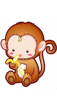 Hình nền hoạt hình - Khỉ ăn chuối