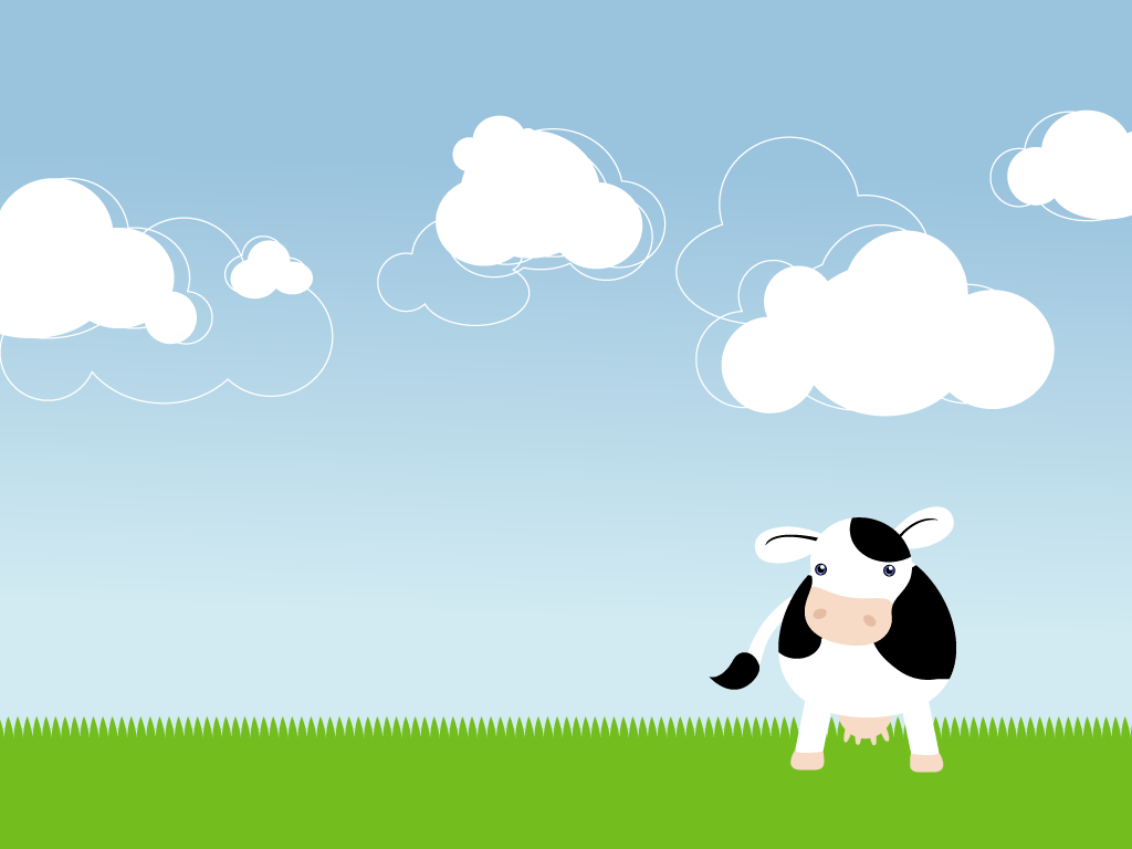 Hình nền hoạt hình – Chú bò sữa đáng yêu
