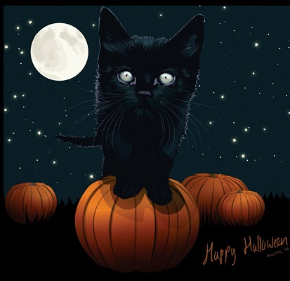 Hình nền halloween – Mèo con đáng yêu nhất