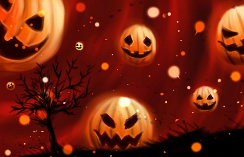 Hình nền halloween – Những quả bí ngô như ma trơi
