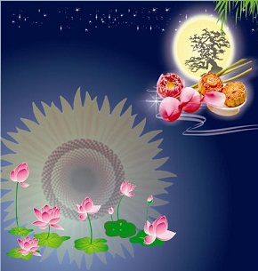 Hình nền trung thu ngắm trăng và hoa