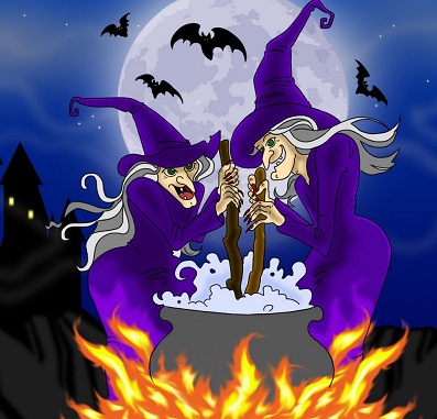 Hình nền halloween – Hai mụ phù thủy