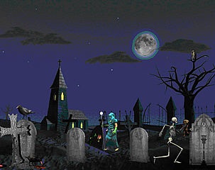 Hình nền halloween - Khu mộ đêm trăng