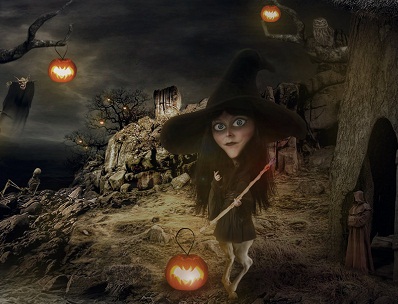 Hình nền halloween – Rùng mình với phù thủy tí hon
