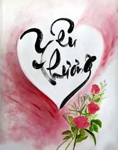 Hình nền thư pháp – Trái tim yêu thương