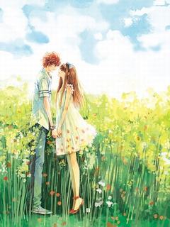 Hình nền tình yêu lãng mạn giữa cánh đồng hoa