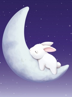 Hình nền điện thoại 320×240 – Thỏ ngủ cung trăng cực dễ thương