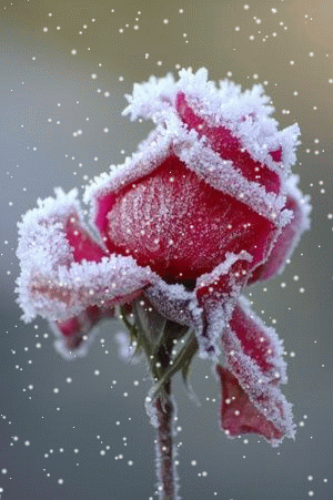Hình động đẹp mong manh sắc hồng trong tuyết trắng lãng mạn 2024